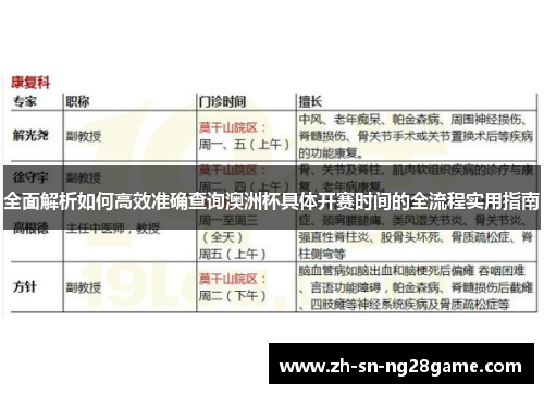 全面解析如何高效准确查询澳洲杯具体开赛时间的全流程实用指南
